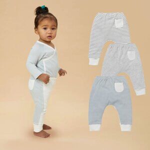 Baby Mori Everyday Joggers 3 Pack (Blue Stripe, Grey) 2-3Y